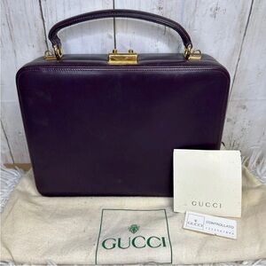 Gucci Dark Purple Leather Box Bag with Gold Hardware